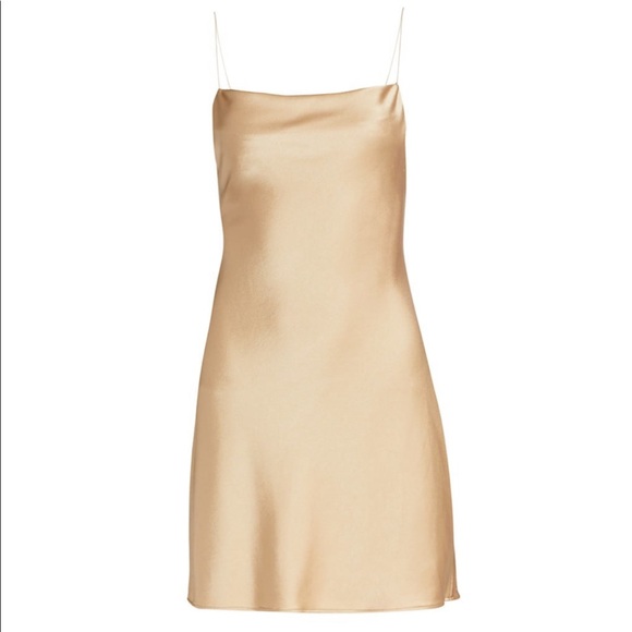 Alice Olivia Harmony Draped Slip Mini Dress silk nude champagne